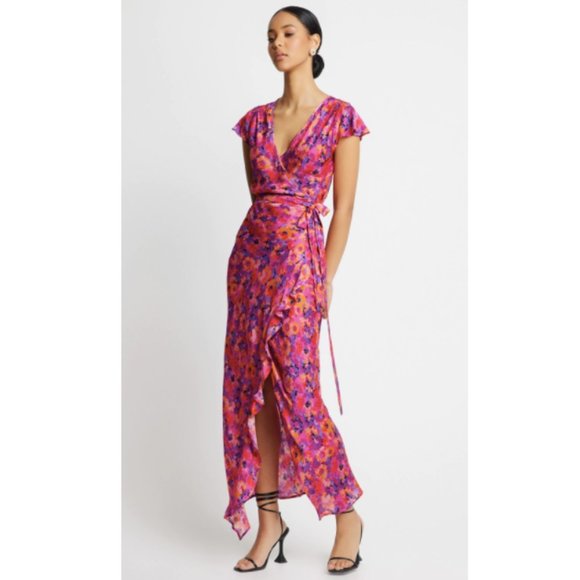 sofia the label Dresses & Skirts - Sofia the Label NWT Bloom Wrap Dress in Pink & Violet Floral